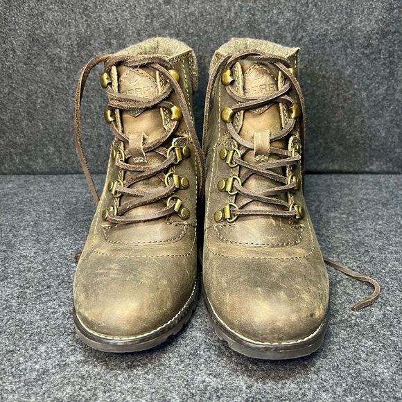 Sperry Women’s Leather Wool Ankle Boots Brown Lace Up STS99837 Size 9M - Picture 3 of 9